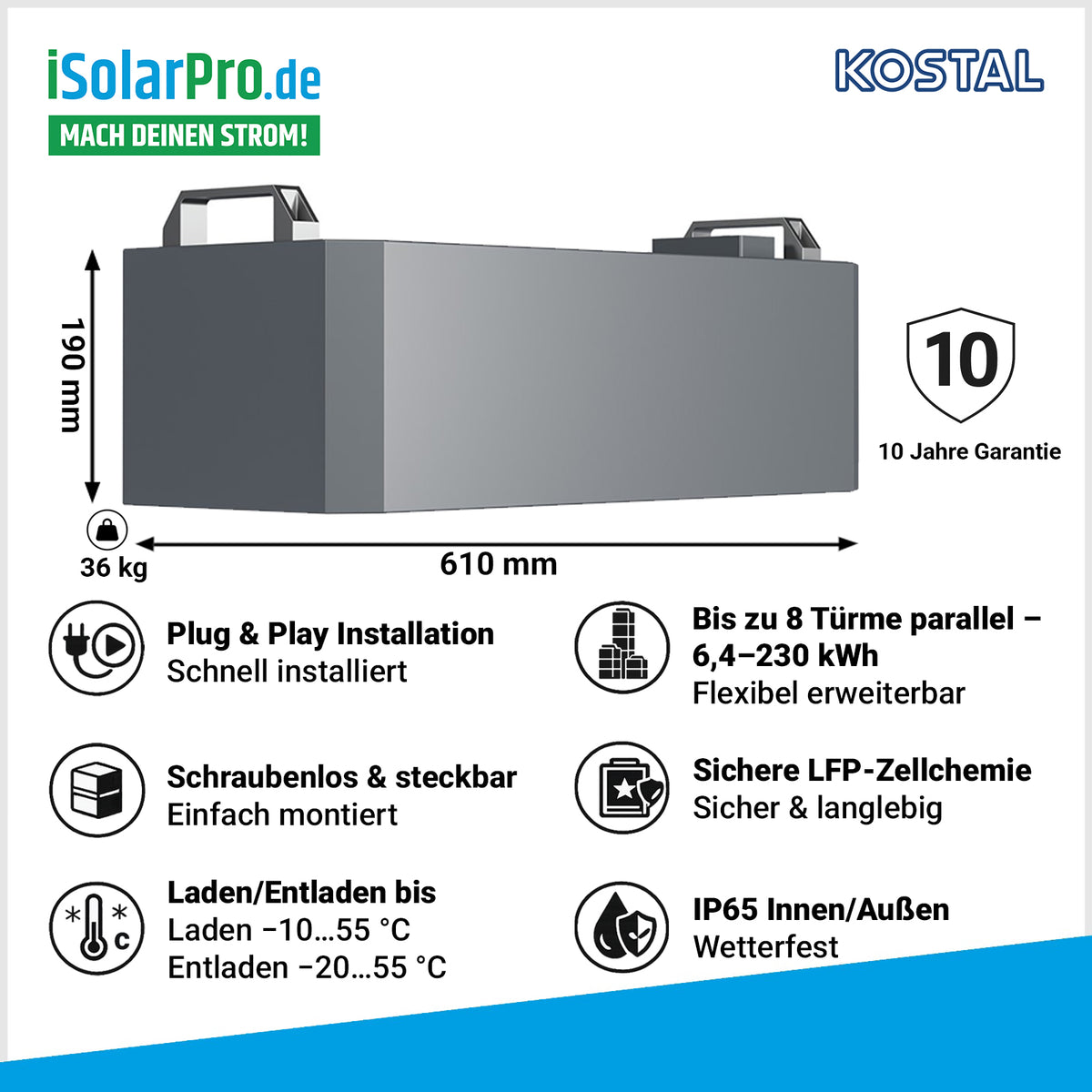 3.2 kWh KOSTAL HELIVOR HV Batteriemodul Solar-Speicher (LFP)