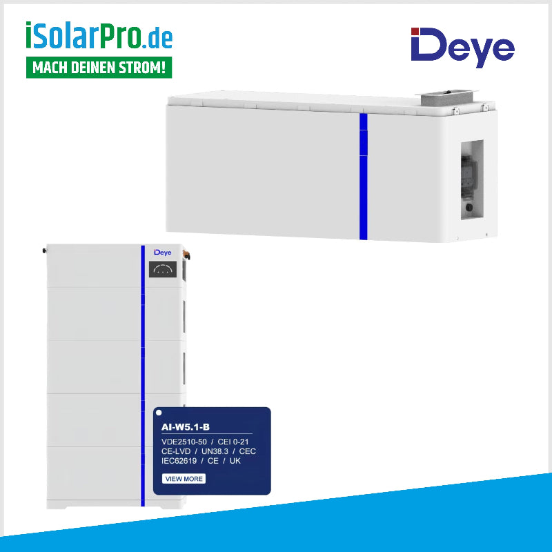 5,1 kWh DEYE Solarstrombatterie AI-W5.1-B Erweiterungsmodul LiFePO4 Niedervoltbatterie
*5,1 kWh DEYE Solarstrombatterie AI-W5.1-B Erweiterungsmodul LiFePO4 Niedervoltbatterie