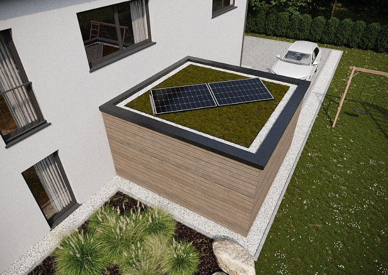 10 Grad HUXPOWER Flachdach Aufständerung aus Feinbeton Naturgrau für PV Solarmodule