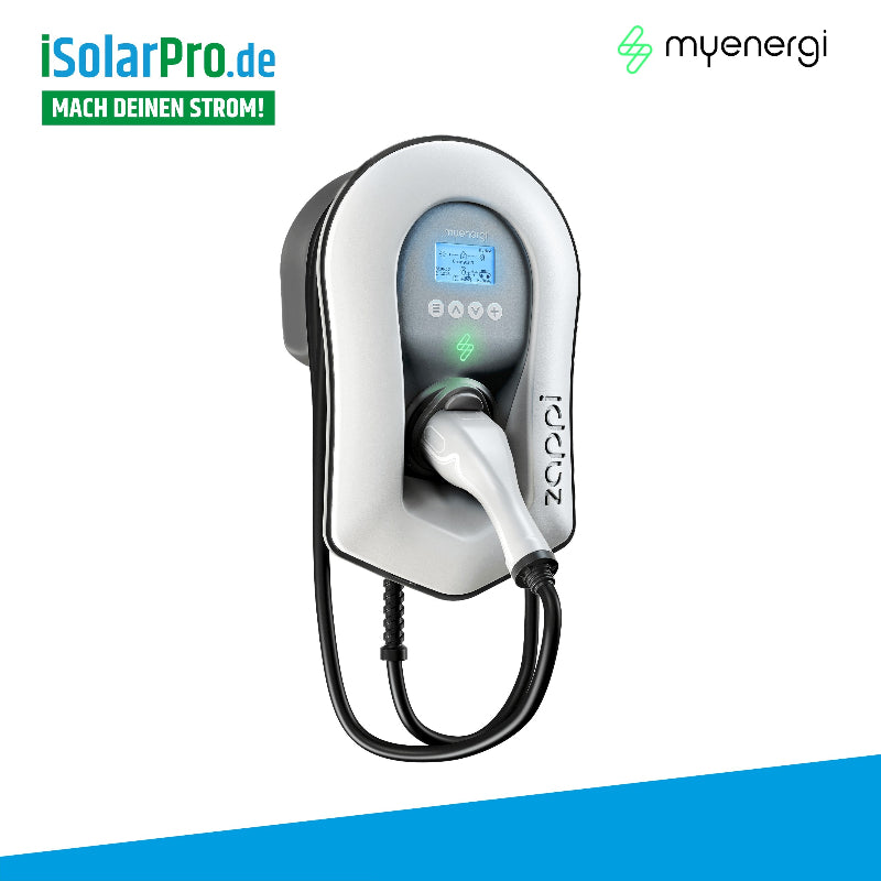 Myenergi ZAPPI-2H22TW-T WeiĂ Wallbox 11/22 kW (3-phasig), WLAN, Festes 6,5m Ladekabel, mit integriertem Hub