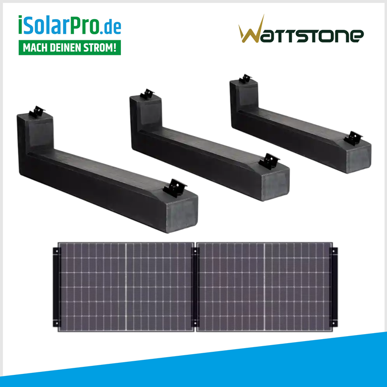 WATTSTONE 10° PV-Aufständerung für 2-PV Module im Reihenaufbau inkl. Klemmen und Bautenschutzmatten
WATTSTONE 15° PV-Aufständerung für 2-PV Module im Reihenaufbau inkl. Klemmen und Bautenschutzmatten