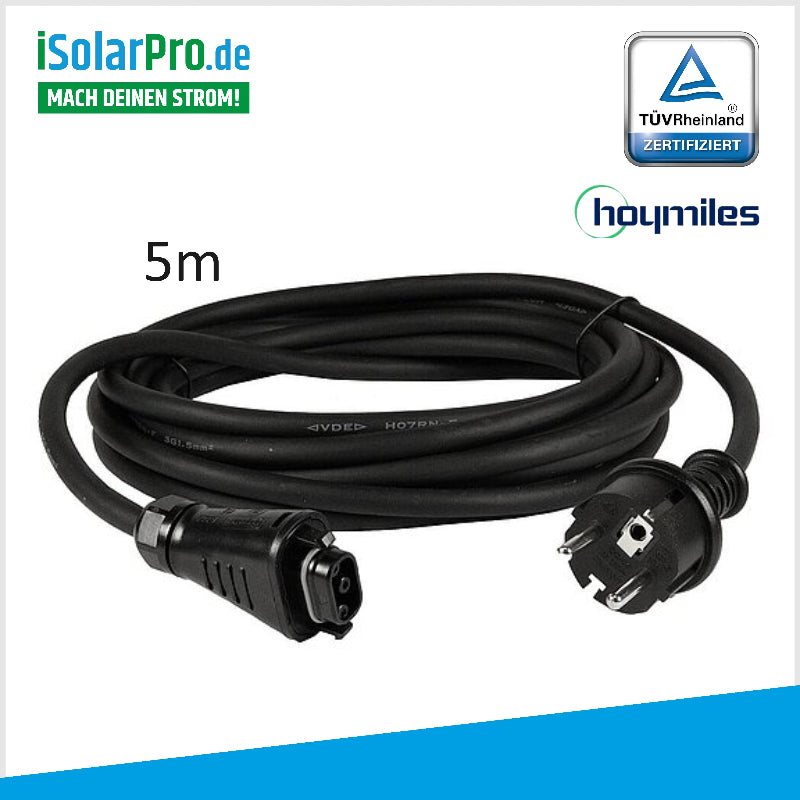 iSolarPro Hoymiles 5m AC Anschlusskabel mit Schukostecker TÜV Rheinland zertifiziert