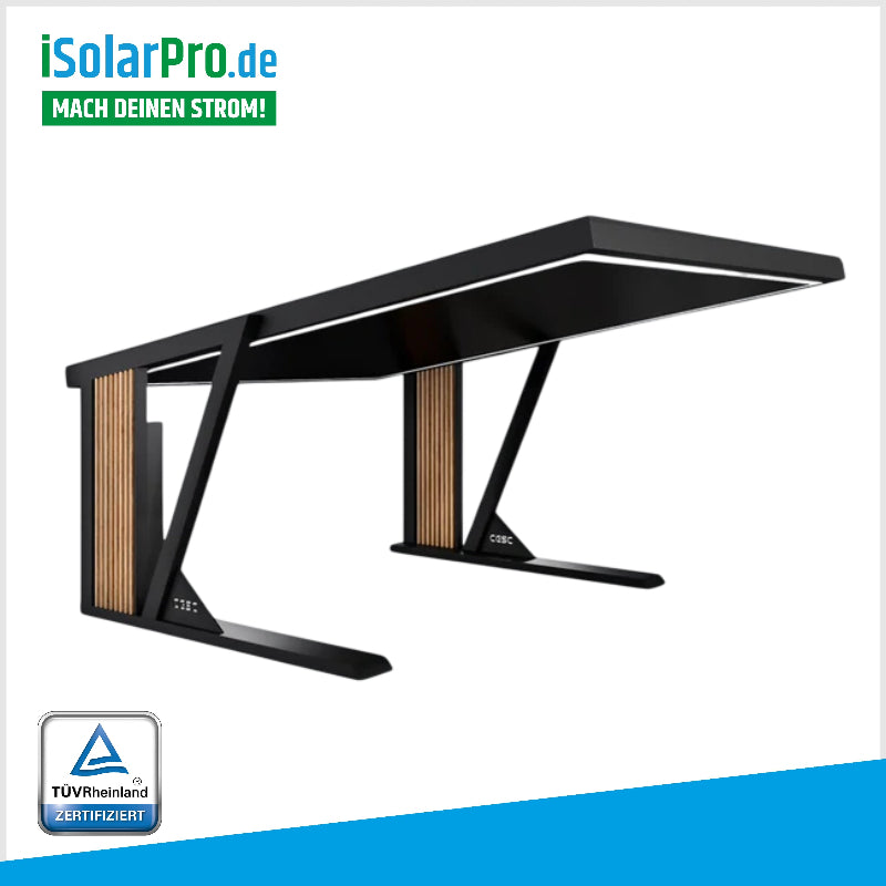 5.4kW XL SOLAR-Carport, 5340*2873*5132 mm für 2 PKW
6.75kW XXL SOLAR-Carport, 5340*2873*6291 mm für 2 PKW