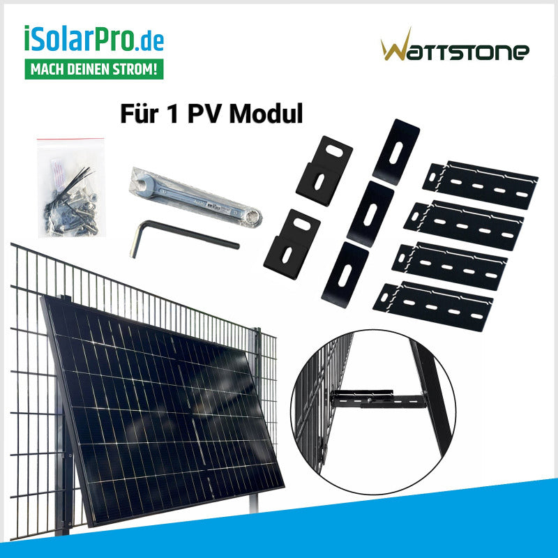 10-20 Grad Wattstone ZaunPV Flexx Montagepaket für 1 PV-Modul