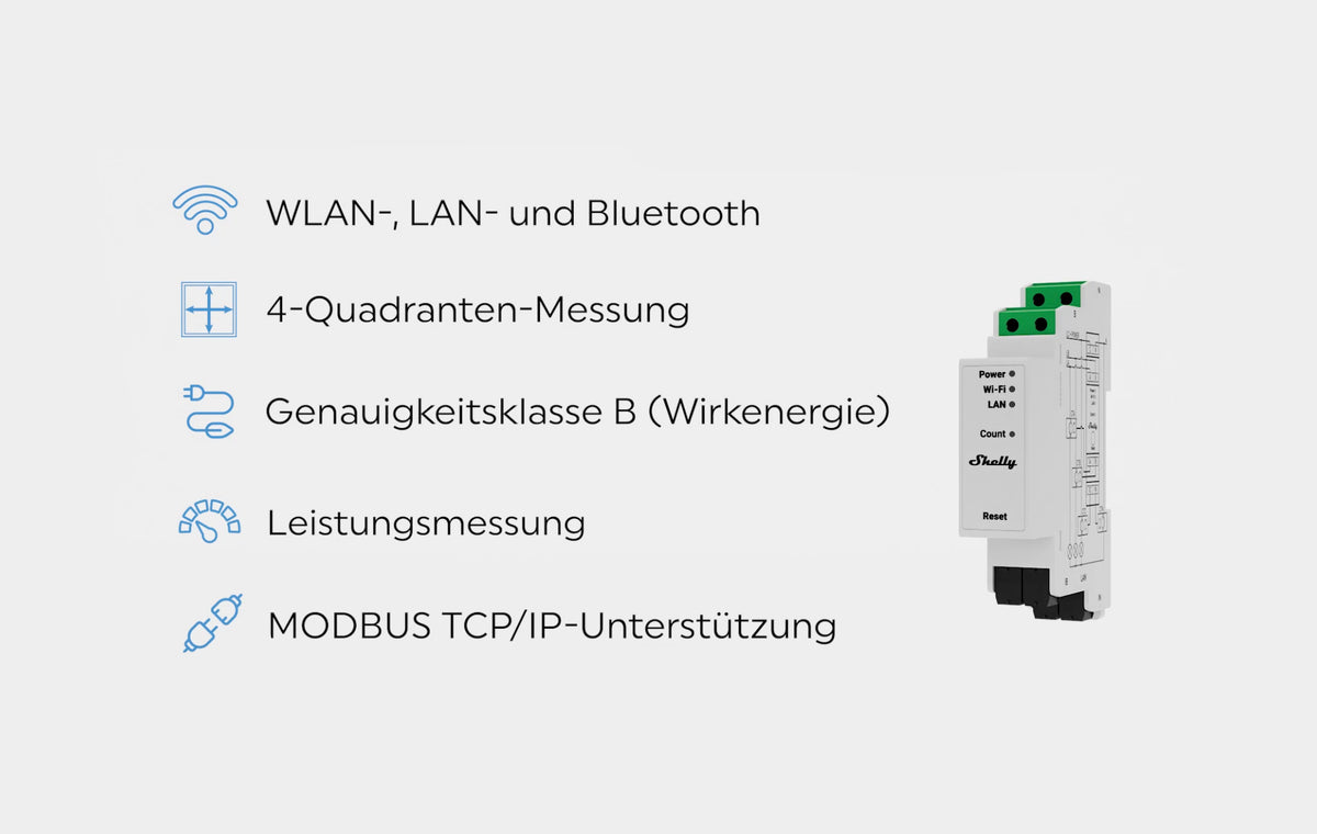 Shelly Pro 3EM 3x 120A Inkl. 3 CT Klemmen, Stromverbrauchsmessgerät, Energiemessgerät, Smartmeter