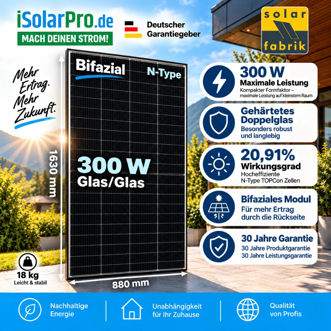 Solar Fabrik Solarmodul für Balkon N-Type TOPCon  bifazial