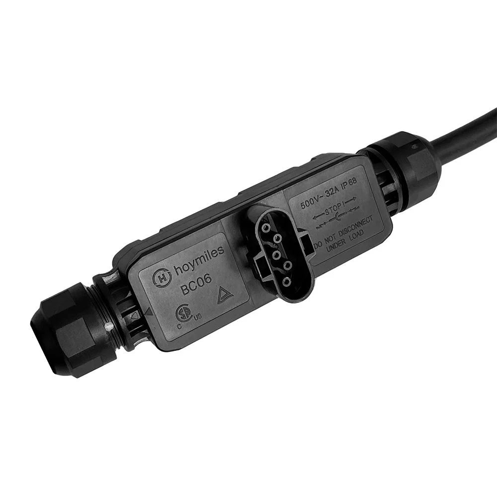 iSolarPro Hoymiles BC06 AC-Kabel Stecker Nahaufnahme für Photovoltaik-Systeme
