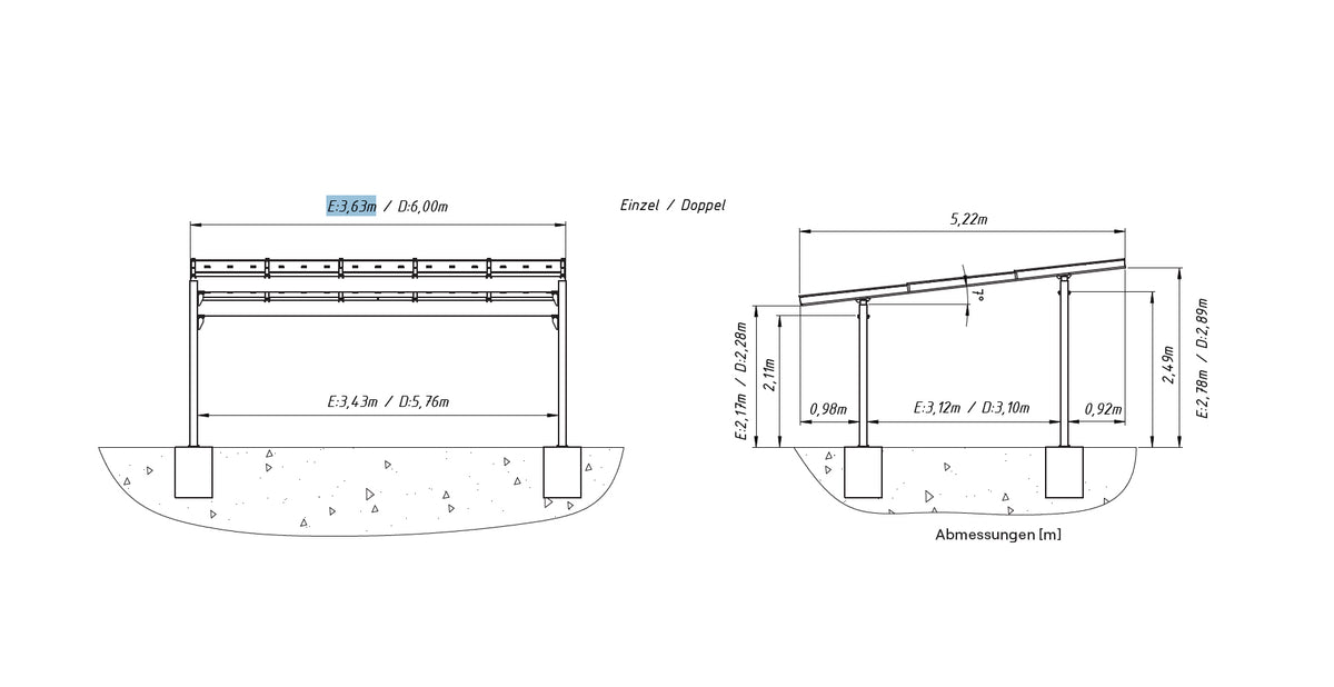 GREENPORT HOME Glas/Glas Solarcarport 1 Stellplatz – 3,78 kWp (9×420W), Schneelast bis 2 kN/m²