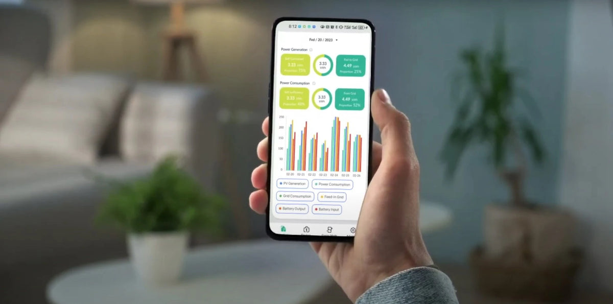 iSolarPro Strong Energy Smartphone App mit Energiedaten, Leistungsdiagrammen und Statistiken zur Überwachung für Photovoltaik-Systeme
