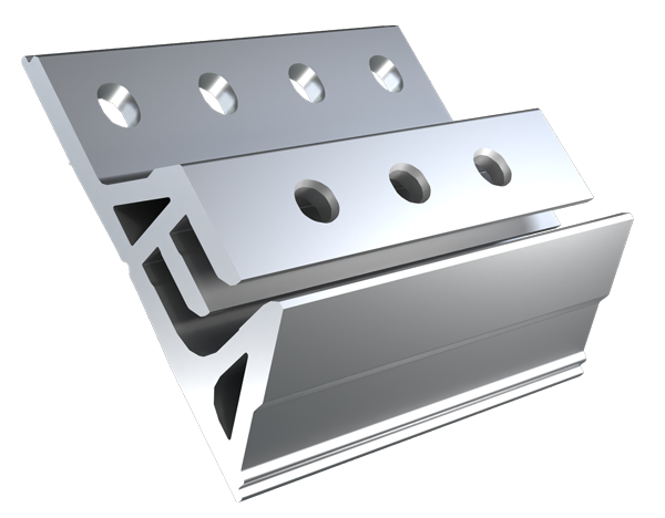 iSolarPro Sunkon Basiselement in freigestellter Aluminium-Ansicht für Photovoltaik-Systeme