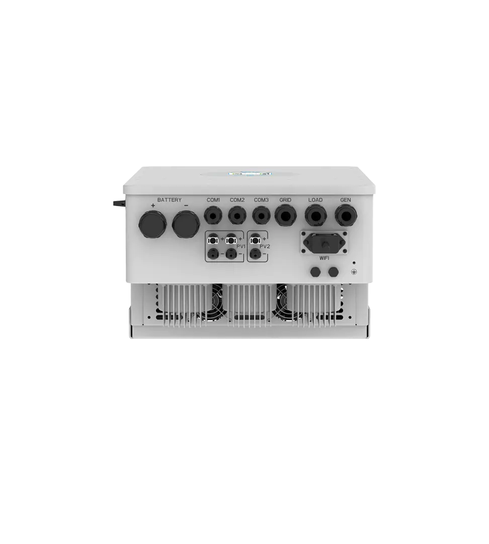 isularpro.comye Hybrid 12kW Wechselrichter Anschlüsse unten weiß transparent für Photovoltaik-Systeme