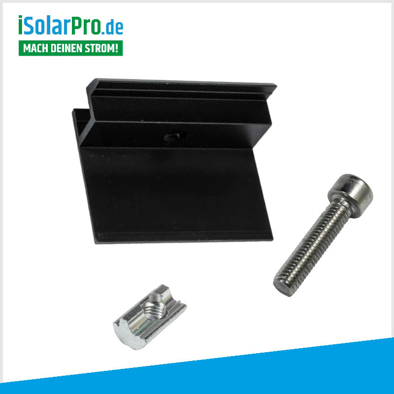 iSolarPro K2 Systems Solarmodul Endklemme Schraube Nut Montage Set schwarz für Photovoltaik-Systeme