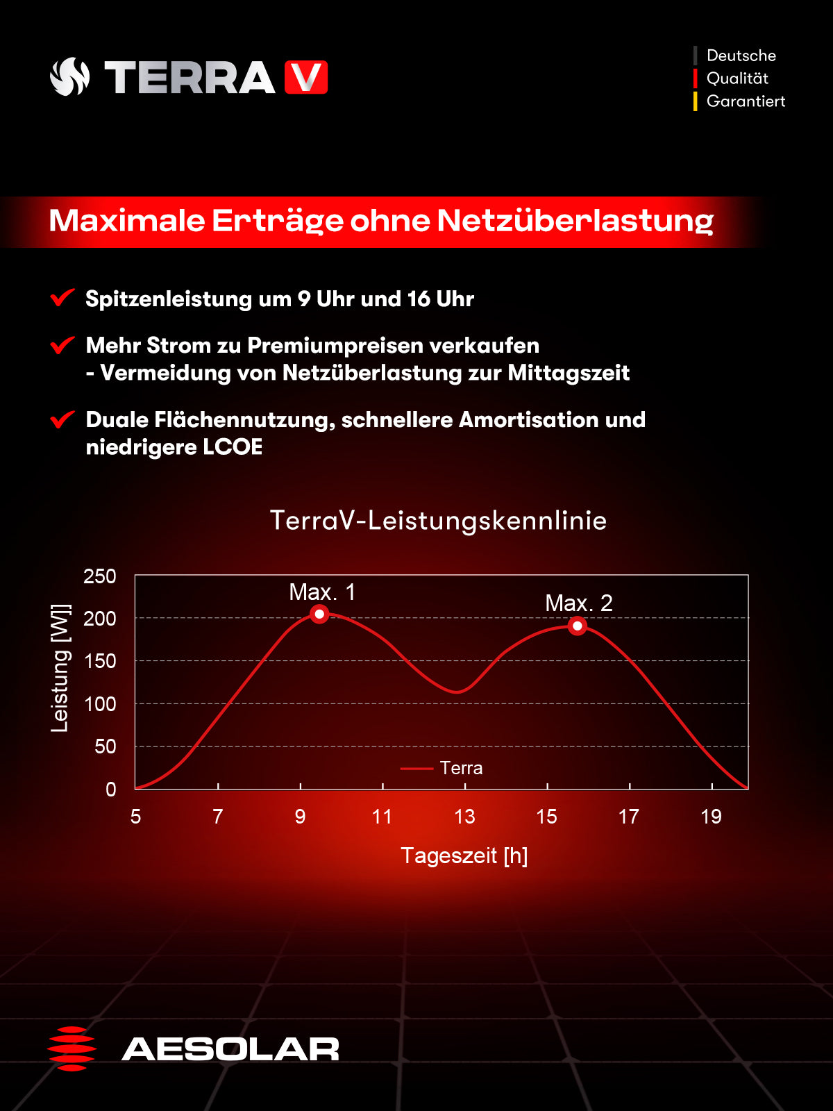 580W AESOLAR Terra V AE CMD-L144BD N-Type TOPCon bifazial Solarmodul für Solarzaun