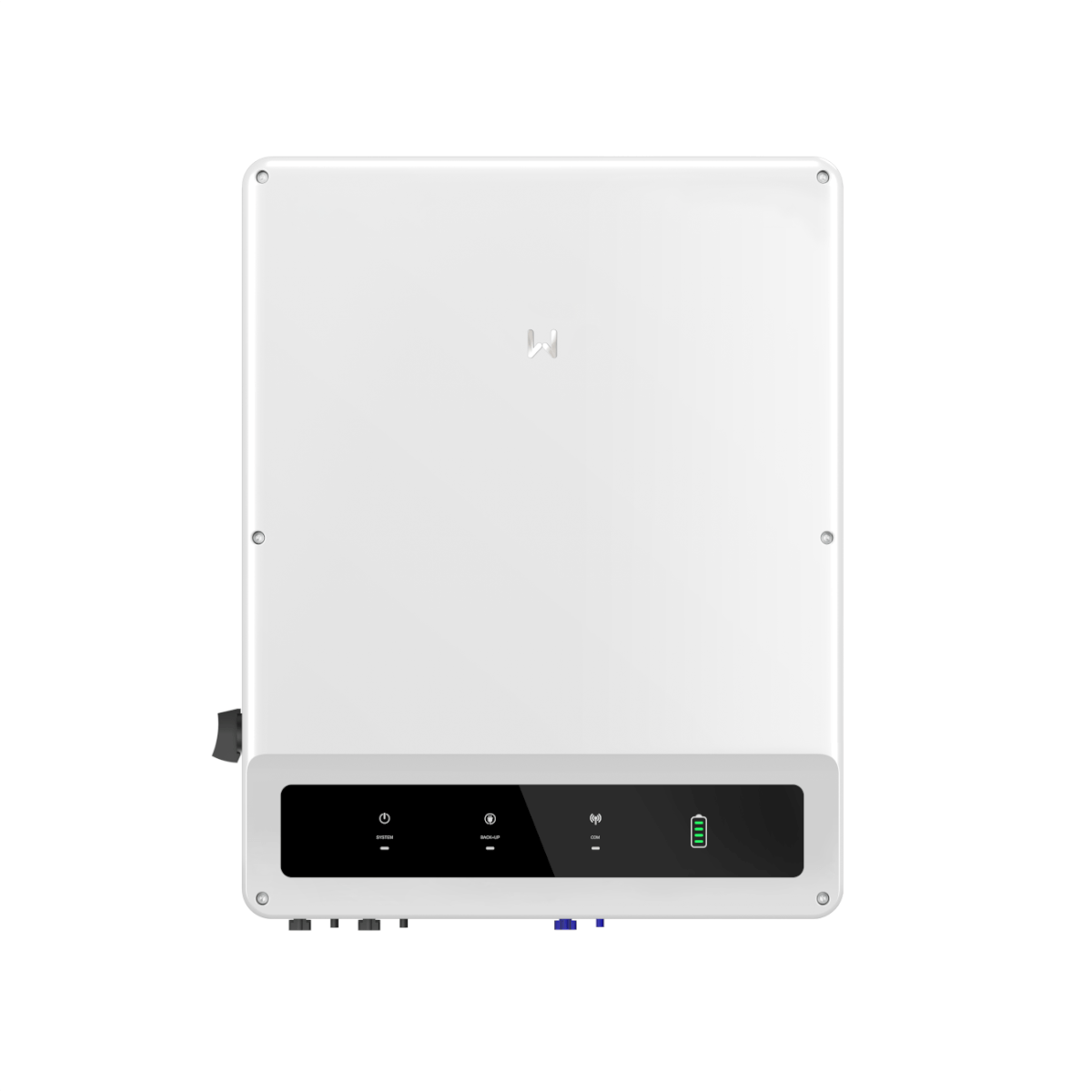 GOODWE20kW - Weißer GoodWe Inverter bzw. Wechselrichter mit Status-LEDs und Display-Leiste auf weißem Hintergrund
