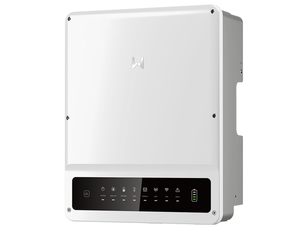 GOODWE20kW - Weißer GoodWe Inverter bzw. Wechselrichter mit Status-LEDs und Display-Leiste auf weißem Hintergrund