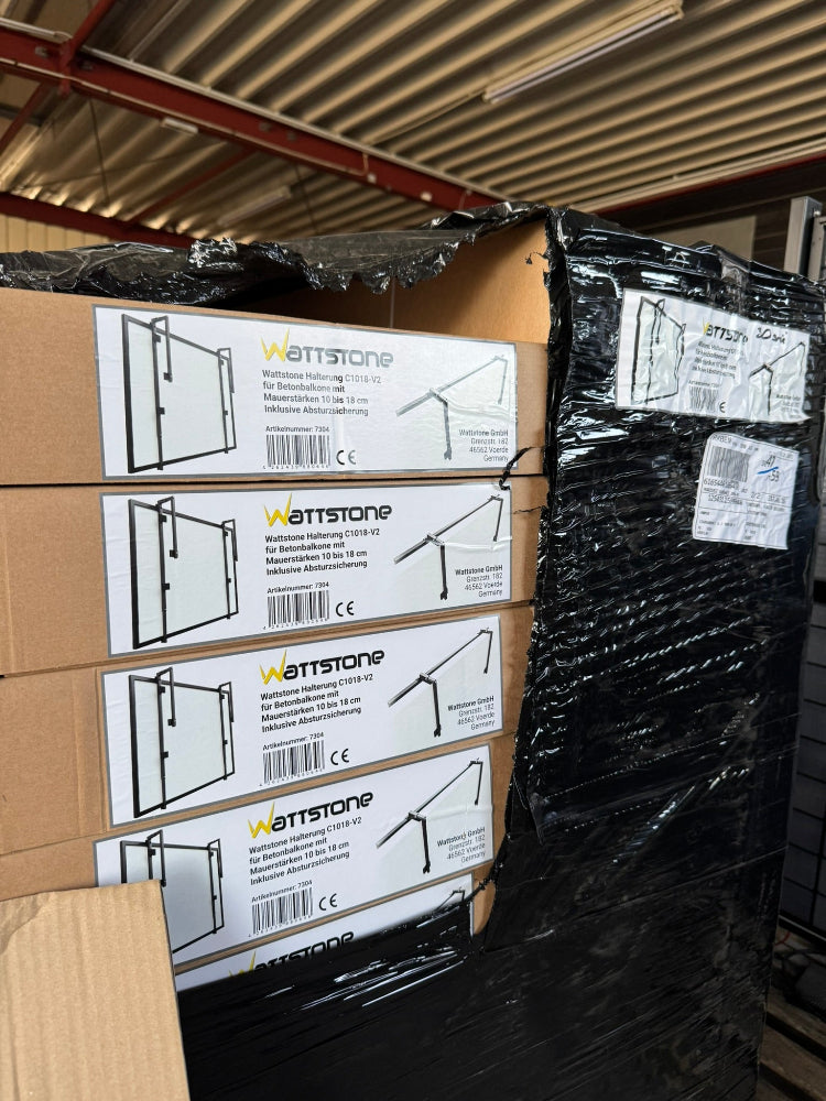 Wattstone Balkonhalterung für Betonbalkone mit Mauerstärken 10 bis 18cm für 1 Modul inklusive Absturzsicherung