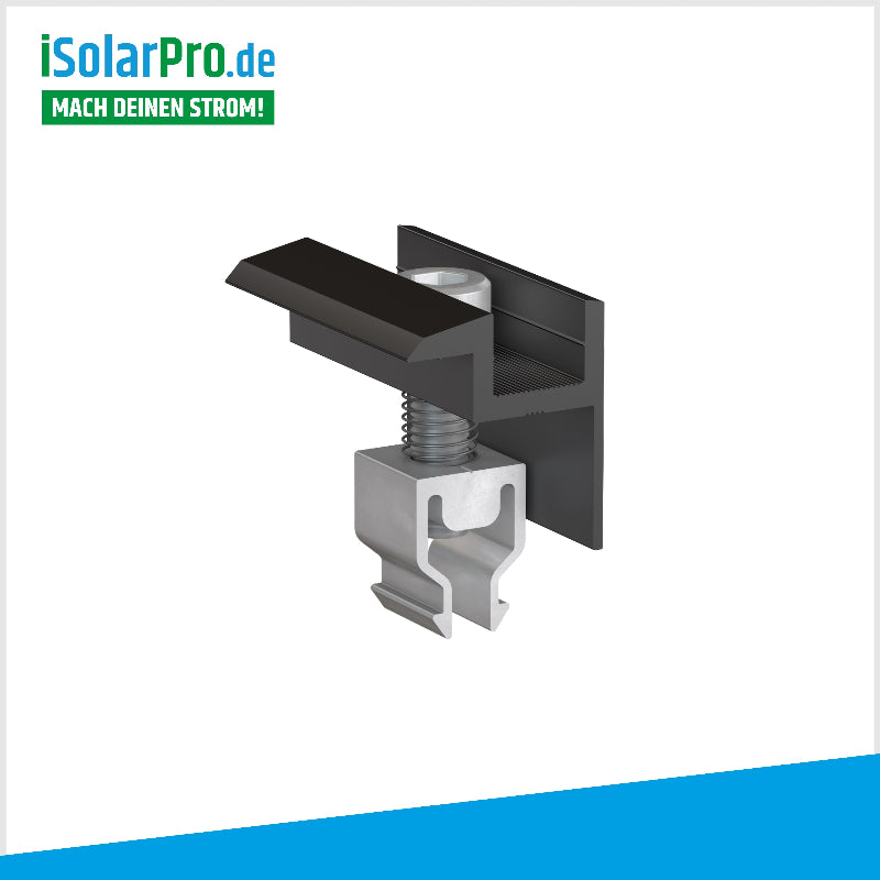 Endklemme schwarz Klickfix 30-35mm für Solarmodule, Photovoltaik PV Montage