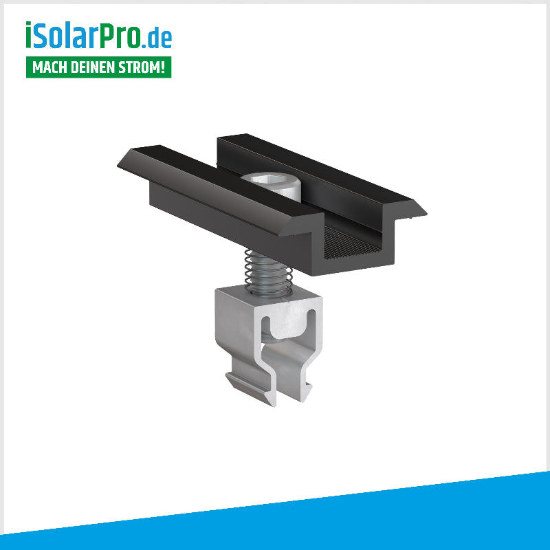 Mittelklemme schwarz Klickfix 30-35mm für Solarmodule, Photovoltaik PV Montage