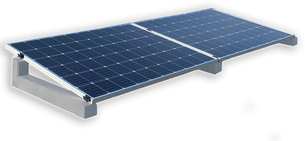 HUXPOWER PV-Aufständerung für 2-PV Module im Reihenaufbau inkl. Klemmen und Bautenschutzmatten
