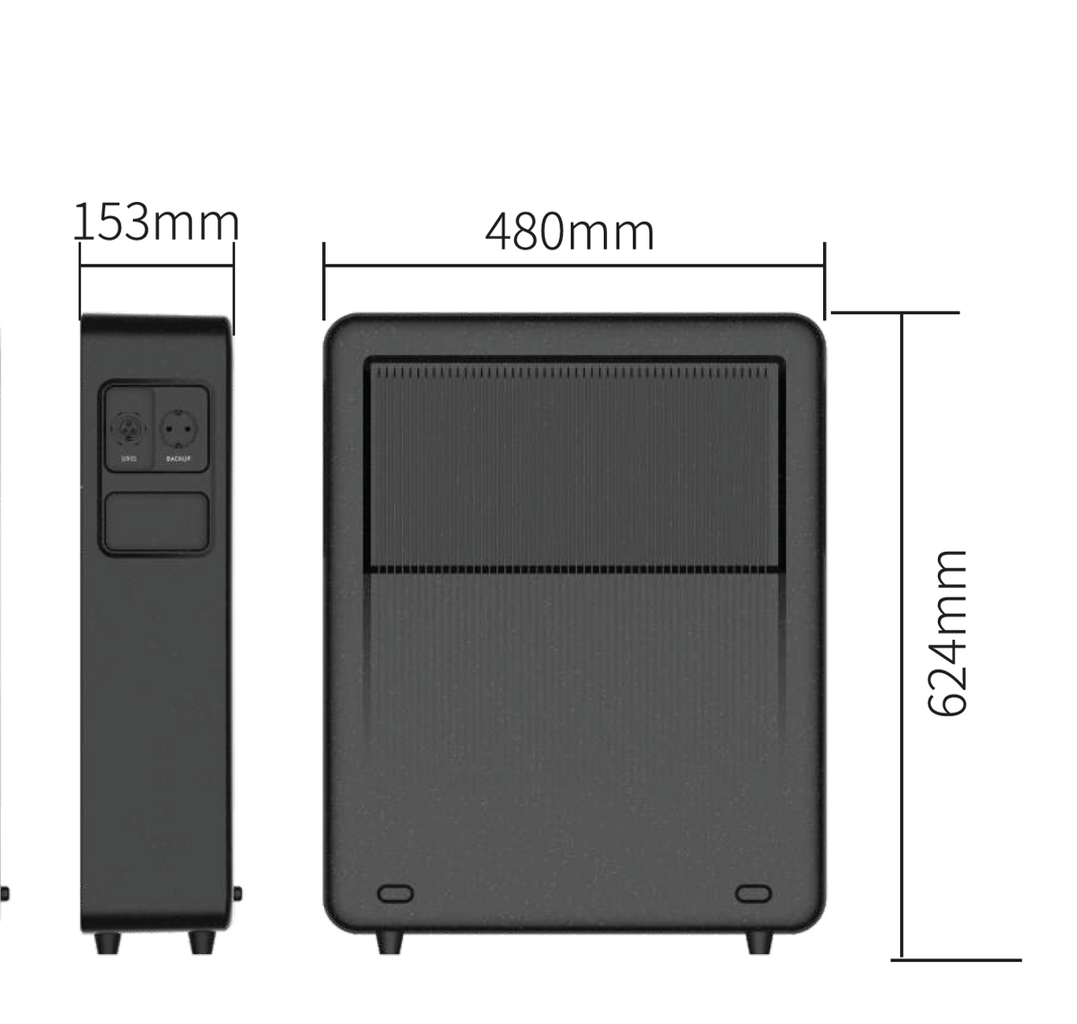 BMZ Hyperion Energiespeicher Abmessungen (480x624x153 mm) technisches Datenblatt für iSolarPro Solarsysteme