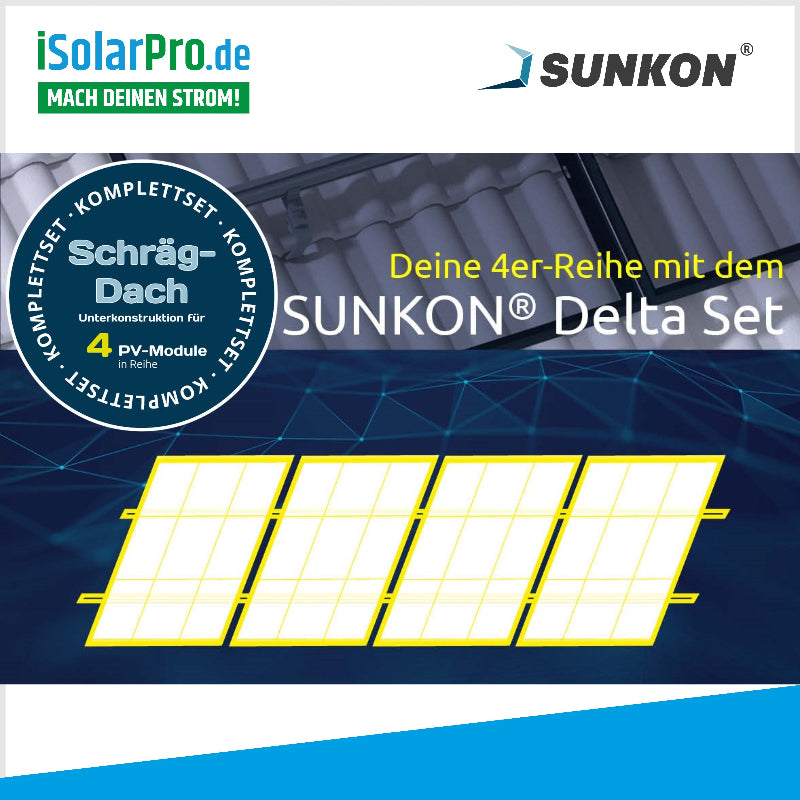 SUNKON Unterkonstruktion KOMPLETTSET für 4x PV-Module in Reihe Hochkant Ziegeldach