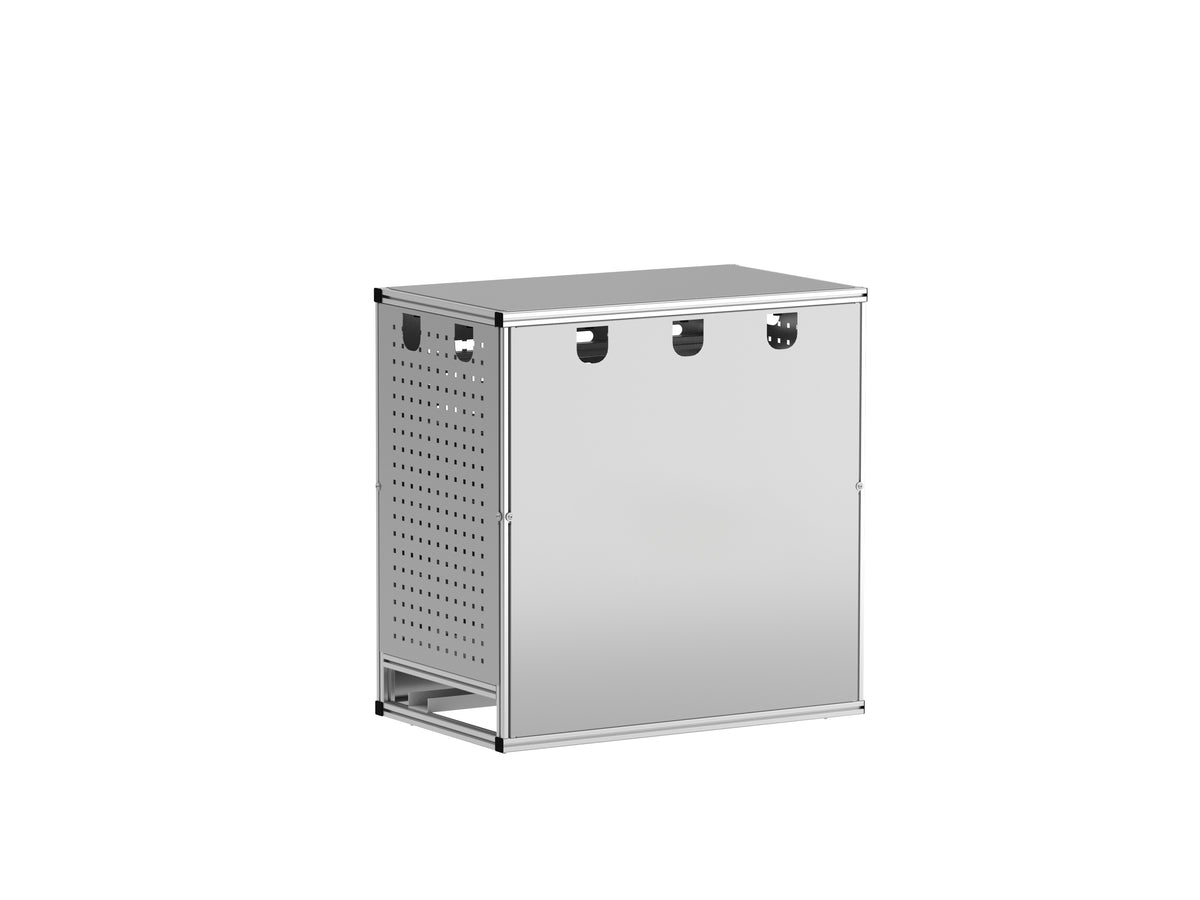 isularpro.com WRUL-Basis-STI wetterfeste Metallbox für Wechselrichter und Speicherlösungen in Frontalansicht auf weißem Hintergrund