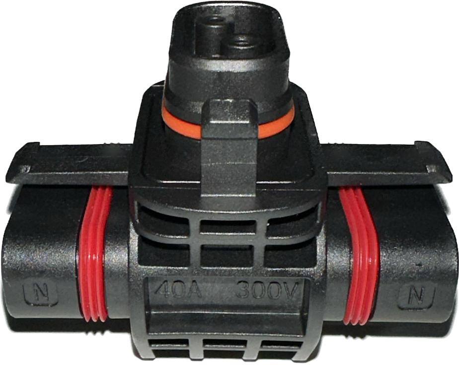 iSolarPro AC Stecker T-Stück Verteiler 40A 300V schwarz Zubehör für Photovoltaik-Systeme