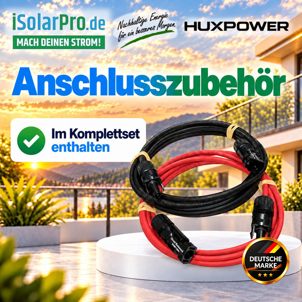 iSolarPro Anschlusszubehör Solar-Kabel Set im Komplettset enthalten Marketing-Banner für Photovoltaik-Systeme