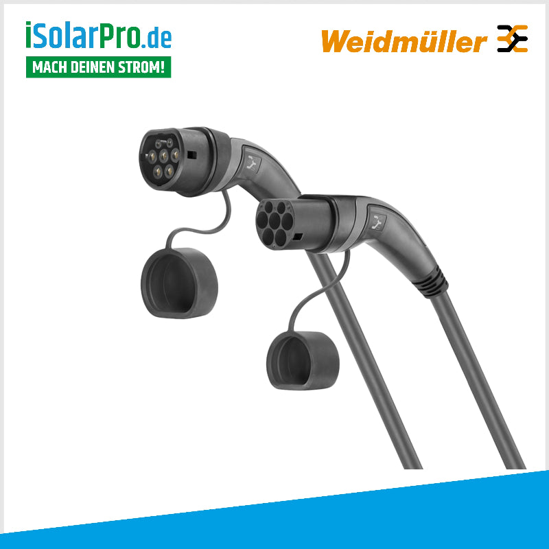 7.5 Meter 22kW Weidmüller AC Ladekabel CA-T2T2-7.5M-22/3-R-BBG