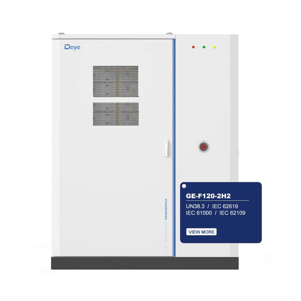 Deye GE-F120-2H2 gewerblicher Batterieschrank mit Zertifizierungen (UN38.3, IEC) und iSolarPro Branding für professionelle Energiespeicherprojekte[cite: 15]