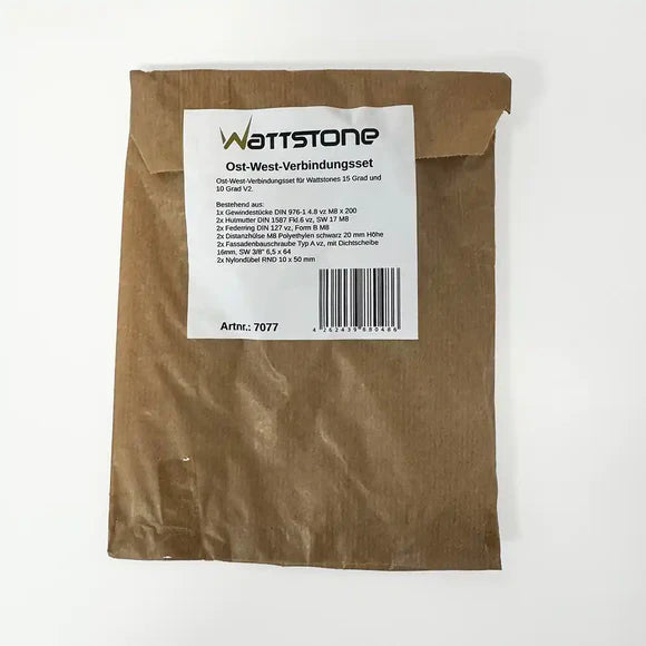 Wattstone Ost-West-Verbindungsset (Art-Nr. 7077) in a brown paper bag with product label