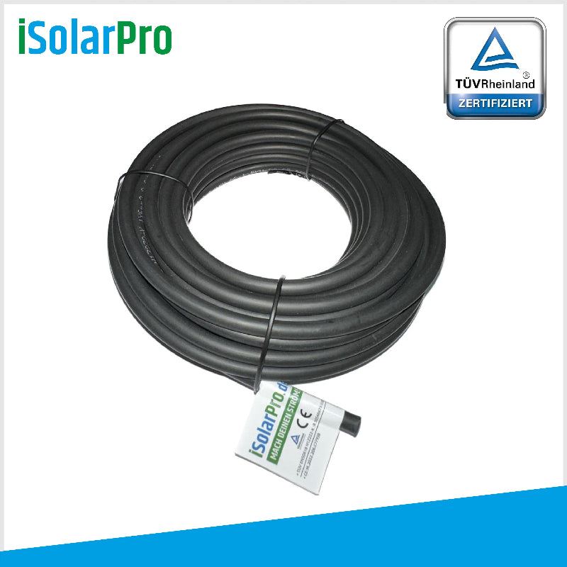 10m ISOLARPRO Solarkabel 6 mm² Photovoltaik Kabel für PV Anlagen schwarz